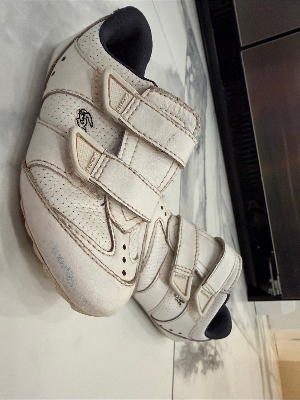 Lacoste Kids White Velcro Leather Sneakers